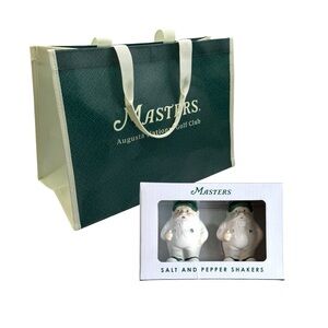 NEW 2025 Masters Gnome Caddy Augusta National Salt & Pepper Shakers + Gift Bag
